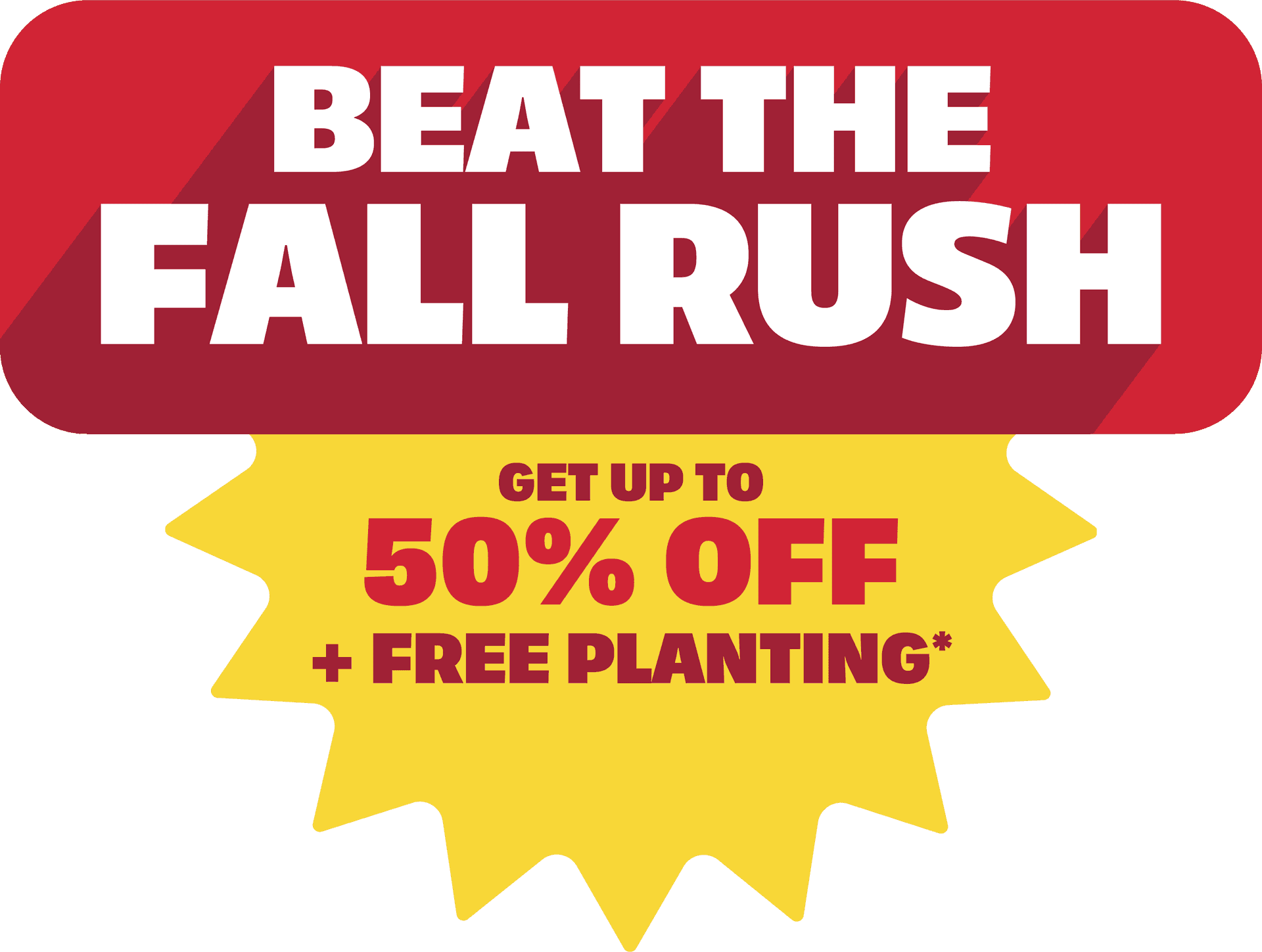 Beat the fall rush! | Get up to 50% off plus free planting!*