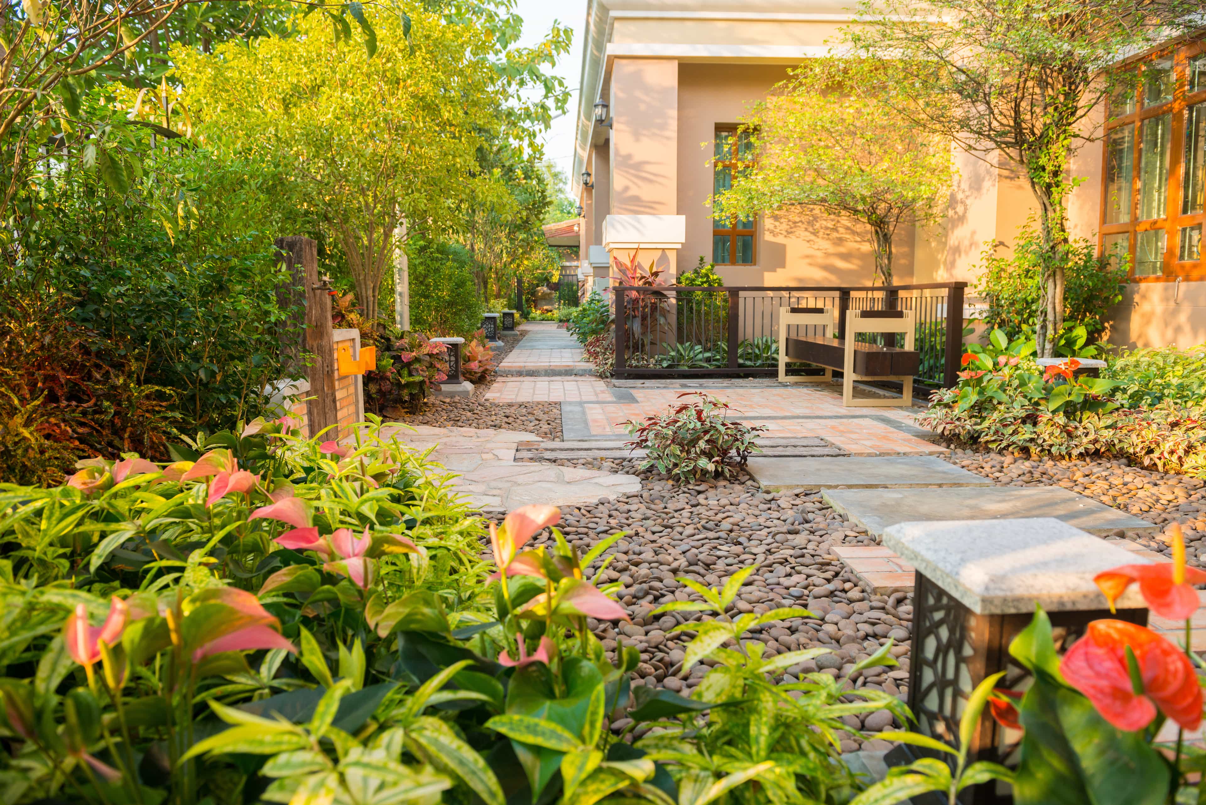 Image of a beautifully designed home landscape.